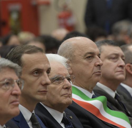 Il governatore del Friuli Venezia Giulia, Massimiliano Fedriga, il Presidente della Repubblica, Sergio Mattarella, e il sindaco di Trieste, Roberto Dipiazza, alla Sissa.